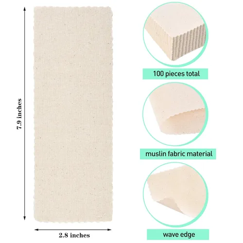 Vista 2 de Maitys 100 tiras de muselina corporal y facial para depilación de muselina natural, tiras de depilación de 2.8 x 7.9 pulgadas, grandes a granel