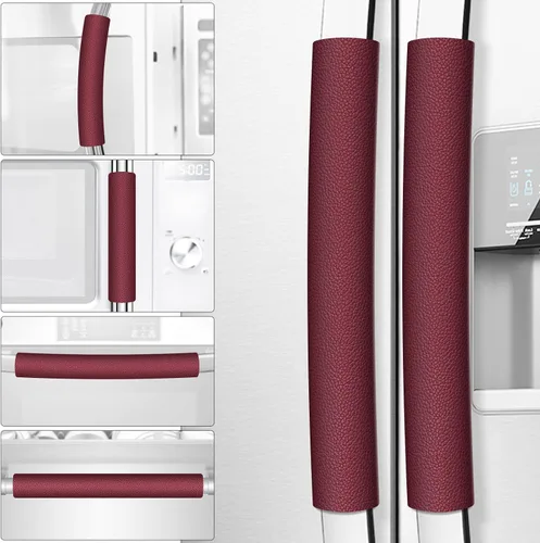 Vista 8 de Fundas para manijas de puerta de refrigerador, 6 unidades, fundas de cuero para manijas de electrodomésticos, mantiene tu nevera, microondas, horno