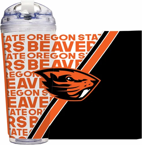 Vista 84 de Rico Industries Taza acrílica NCAA estándar de 24 onzas con tapa con bisagra, taza de doble pared oficialmente licenciada con pajita