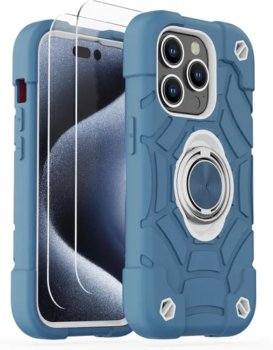 Vista 14 de KCJ Funda para iPhone SE 2022/2020, iPhone 8/7/6/6S, con [2×Protectores de Pantalla][Soporte de Anillo] Silicona Suave+PC Duro Protección Completa