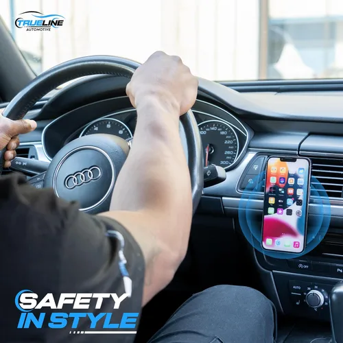 Vista 6 de True Line soporte para teléfono celular para el automóvil, para el tablero del auto, con imán, kit de montaje, para el volante, Negro