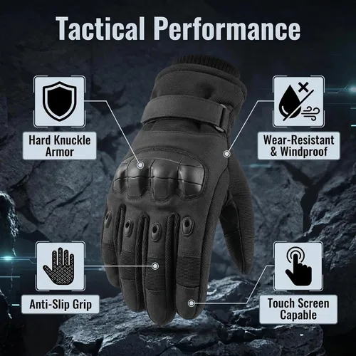Vista 2 de Guantes de motocicleta de invierno, guantes de pantalla táctil resistentes al viento, guantes de conducción cálidos y fríos para hombres, aptos