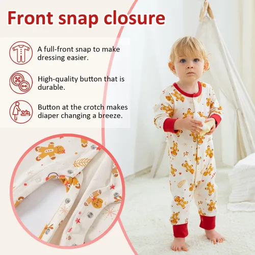 Vista 3 de Zanie Kids Mameluco de manga larga para bebé, niña, niño, traje de primera pieza, traje de primer cumpleaños, primavera, otoño e invierno Chritmas