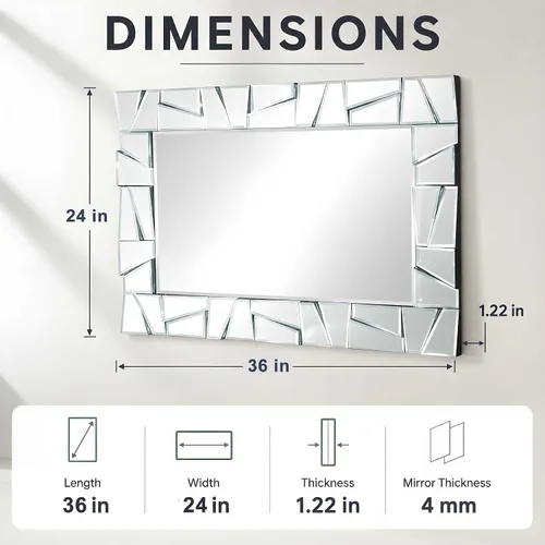 Vista 4 de Chende Espejos decorativos modernos 3D para pared, espejo de sala de estar