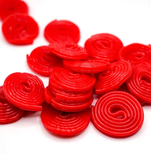 Vista 6 de Ruedas de regaliz de fresa premium de 1 libra, bolsa a granel de caramelo rojo gourmet masticable