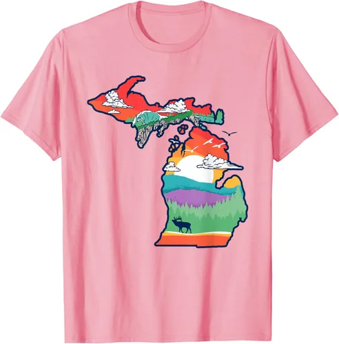 Vista 69 de Michigan Outside - Camiseta con ilustración artística