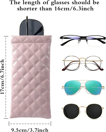 Vista 4 de COMF-PRO Squeeze Top Sunglass Pouch - Portable Sunglass Organizer Pouch Bags Soft PU Leather Glasses 2 Pack