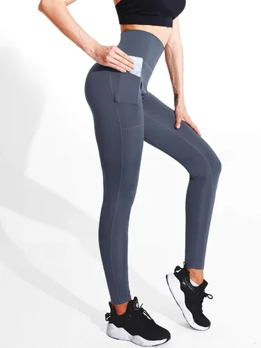 Vista 37 de Neleus calzas de yoga para mujer con bolsillo y cintura alta, para correr, con control de barriga