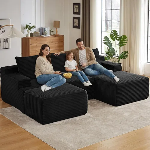 Vista 80 de Lakifun Sofá en Forma de L de 107" con Otomana, Seccional Modular Moderno Sofá Cómodo en Forma de U Nube, Asiento Profundo, Chaise Longue Cama