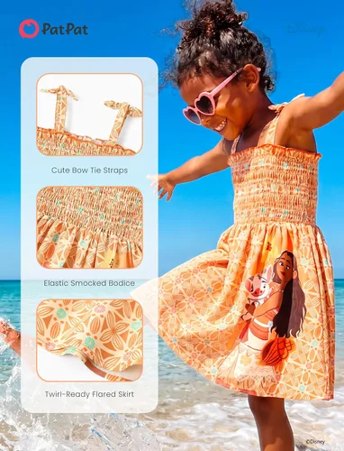 Vista 7 de Disney Vestido de princesa Frozen, Elsa, Minnie Stitch, para niña, con lazo, tirantes fruncidos, traje de verano, para fiesta de cumpleaños, 2-9 años