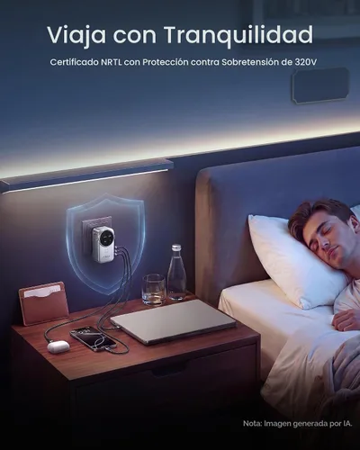 Vista 7 de Anker Cargador universal, 100 W GaN USB C carga rápida de viaje Gris-oscuro