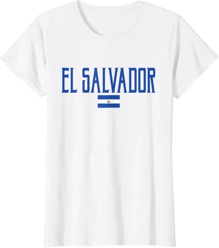 Vista 18 de Camiseta de texto azul con bandera de El Salvador, Negro, S