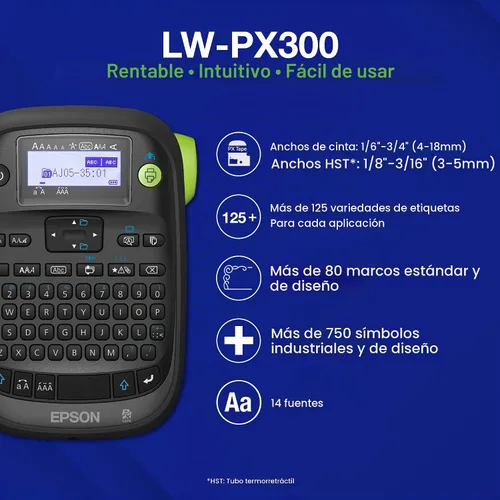 Vista 2 de LABELWORKS Epson LW-PX300ADPT - Etiquetadora industrial, adaptador de CA incluido