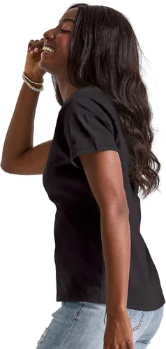 Vista 3 de Hanes ComfortBlend - Camiseta gráfica para mujer, cuello redondo, algodón para mujer, talla grande Negro