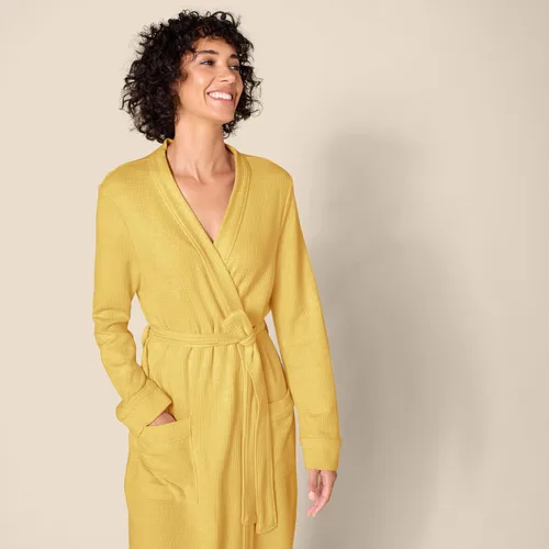 Vista 4 de Tienda Essentials Bata ligera de punto gofre de longitud completa para mujer (disponible en tallas extragrandes)