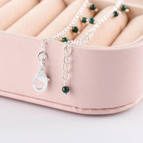Vista 16 de Yanara Tobilleras de piedras preciosas para mujer, piedra natal natural, chapada en plata, joyería hecha a mano en 8.5 + 1.5 pulgadas, cristales