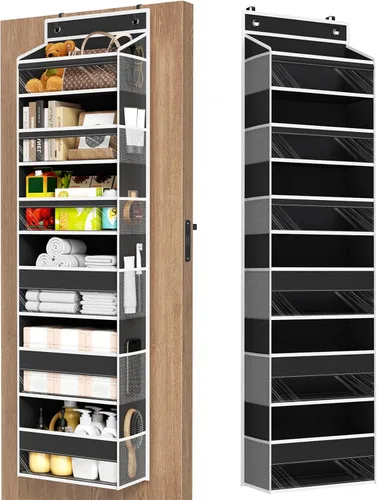 Vista 10 de Mefirt Organizador para colgar sobre la puerta, 6 estantes para colgar en la puerta con 6 bolsillos de gran capacidad, estantes colgantes