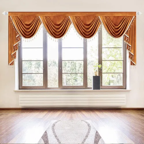 Vista 52 de VOGOL Cenefa de cortinas de terciopelo grueso para dormitorio, cenefas de cascada de lujo con aislamiento térmico dorado para sala de estar formal