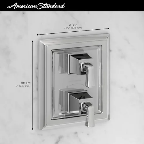 Vista 3 de American Standard T455740.278 Town Square S - Kit de tapacubos de doble mango para válvula de ducha, color bronce