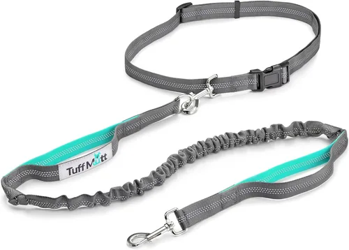 Vista 15 de Tuff Mutt Correa de cintura manos libres para perros para caminar, correr y hacer senderismo, clip de mosquetón, cinturón ajustable con doble asa
