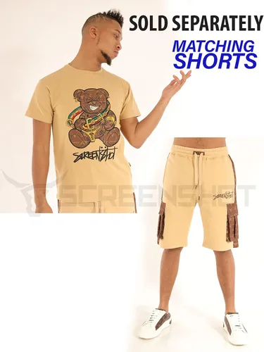 Vista 7 de SCREENSHOT Urban NYC Hip Hop - Pantalones cortos de forro polar de alta calidad para hombre, diseño urbano universitario de moda urbana acanalada