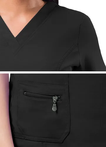 Vista 4 de Adar Pro - Ropa quirúrgica para mujer, con cuello en V elevado