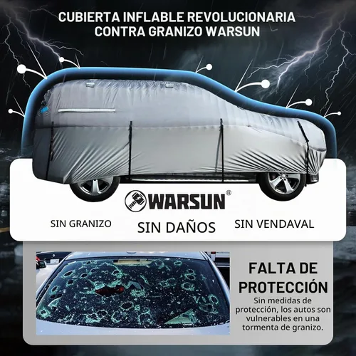 Vista 3 de WARSUN Funda protectora para coche hermética contra granizo con bolsa de aire de PVC real engrosada Funda protectora para coche resistente contra