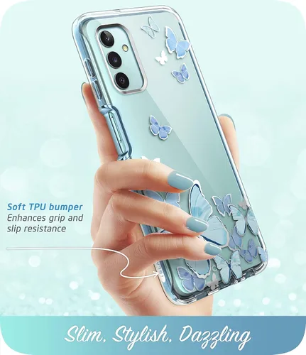 Vista 8 de i-Blason Cosmo - Funda protectora delgada de cuerpo completo para Samsung Galaxy A13 4G y 5G, con protector de pantalla integrado (mariposa azul)