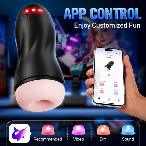 Vista 4 de Masturbador masculino automático, bomba de pene con 9 succiones y 10 vibraciones y calentamiento, juguetes sexuales masculinos, masturbador