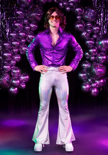 Vista 4 de FUN Costumes Pantalones holográficos de discoteca para hombre