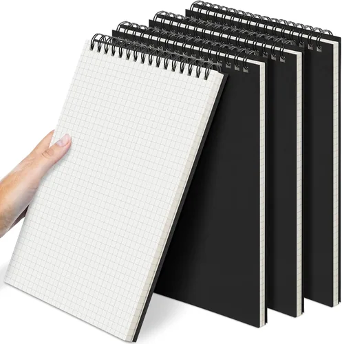 Vista 25 de Engrowtic Paquete de 1 bloc de notas en espiral de papel cuadriculado A5, bloc de notas encuadernado con alambre, bloc de notas de cuadrícula