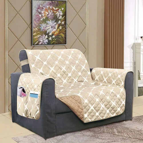 Vista 18 de Celine Linen Bloomingdale - Funda acolchada reversible de 2 tonos con bolsillos inteligentes de almacenamiento de doble cara, antideslizante, ideal