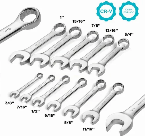 Vista 2 de DURATECH Juego de llaves combinadas Stubby, SAE, 11 piezas, 3/8" a 1