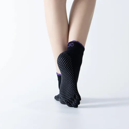 Vista 50 de Calcetines de yoga con dedos de pilates con empuñaduras para mujer, antideslizantes, acolchados, florales, calcetines tobilleros para baile de ballet