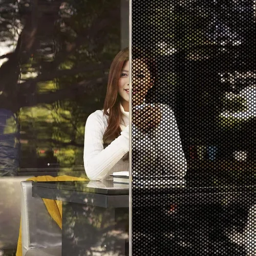 Vista 4 de ECYC Película autoadhesiva para ventana, calcomanías de malla transparente, calcomanías de privacidad para ventana, decoración de puerta de vidrio