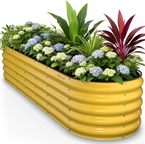 Vista 26 de Kit de Cama de Jardín Elevada Winpull, 4x2x1 pies Caja de Plantación Galvanizada al Aire Libre con Borde de Seguridad, Camas Elevadas Grandes