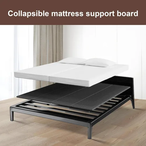 Vista 4 de Caja de resorte plegable, transpirable, minimiza el ruido, resistente a la humedad, soporte de cama de perfil bajo, cama doble grande de 0.394 in