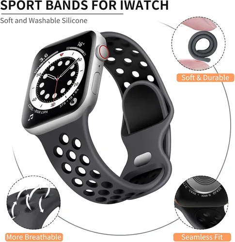 Vista 2 de Lerobo - Bandas deportivas compatibles con Apple Watch Band de 40 mm, 41 mm, 38 mm y 42 mm para Series 11, 10 para mujeres y hombres, suaves bandas