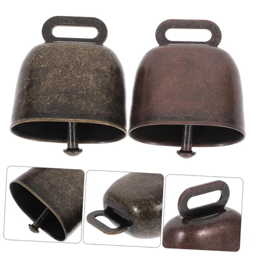Vista 2 de 2 campanas colgantes de animales, campanas duraderas para caballos y vacas, sonido nítido para pérdida, elegante estilo bronce y bronce rojo