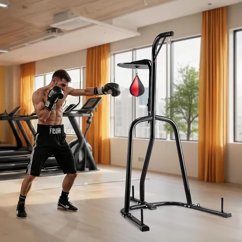 Vista 9 de VEVOR 2 in 1 Punching Bag Stand, Steel Heavy Duty Workout Equipment,Freestanding Sandbag Rack,for Home Gym Fitness