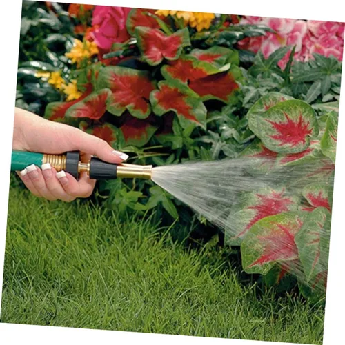 Vista 2 de Yardwe Boquilla de manguera ajustable de latón resistente de 3/4 pulgadas para riego de jardín, césped, limpieza de automóviles, lavado de ventanas