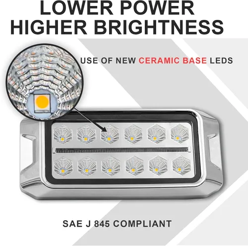 Vista 3 de Agrieyes Luces estroboscópicas ámbar 2 en 1, con luz de posición roja, luces intermitentes de base de aluminio para vehículos de rescate, luces LED