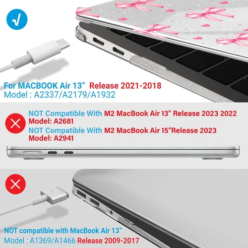 Vista 4 de IBENZER Funda rígida compatible con MacBook Air de 13 pulgadas 2022 2021 2020 M1 A2337 A2179 A1932, carcasa rígida para Mac Air 13 con Touch ID