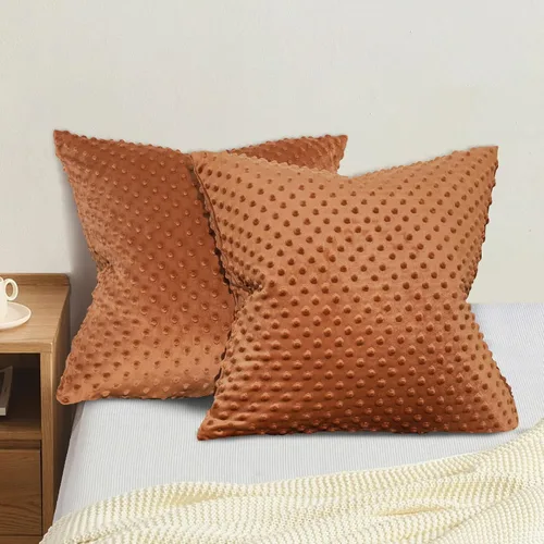 Vista 19 de PHF Minky - Funda de almohada de lunares de 18 x 18 pulgadas, paquete de 2 fundas de cojín de terciopelo real de burbujas de visón suave, acogedora