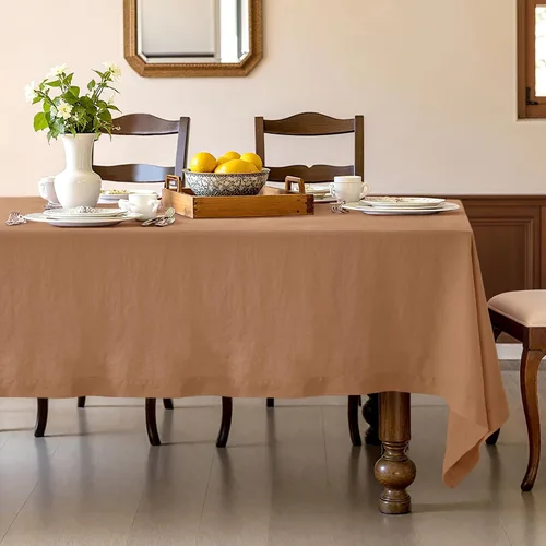 Vista 41 de Linen World - Mantel de lino de otoño de 90 x 60 pulgadas, mantel rectangular lavable de lino francés para comedor, al aire libre, bodas