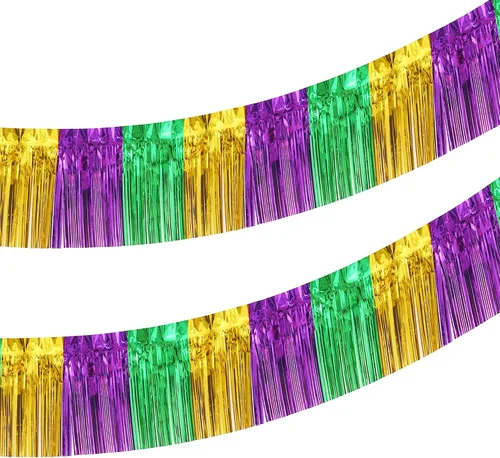 Vista 9 de Paquete de 2 flotadores de 10 pies con purpurina azul real para remolque, flecos de papel de aluminio con purpurina metálica, serpentinas de oropel