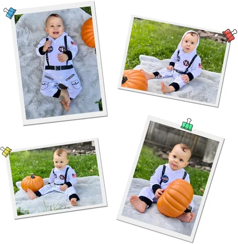 Vista 5 de Daddy's New Fishing Buddy Newborn Baby Boys Girls Halloween Hoodie Bodysuits Infant Astronaut Costume Cosplay Jumpsuit Outfit