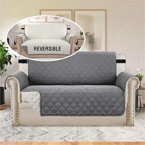 Vista 44 de H.VERSAILTEX Funda de sofá resistente al agua para sofá de 3 cojines, reversible, protector de muebles acolchado con correa elástica, funda de sofá