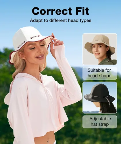 Vista 5 de BENEUNDER Bucket Hat for Women UPF 50+ Sun Hat for Beach Travel Hiking