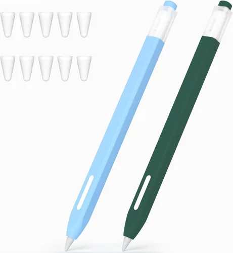 Vista 10 de Paquete de 2 estuches compatibles con Apple Pencil Pro/Apple Pencil de 2ª generación, funda de silicona antideslizante, compatible con carga